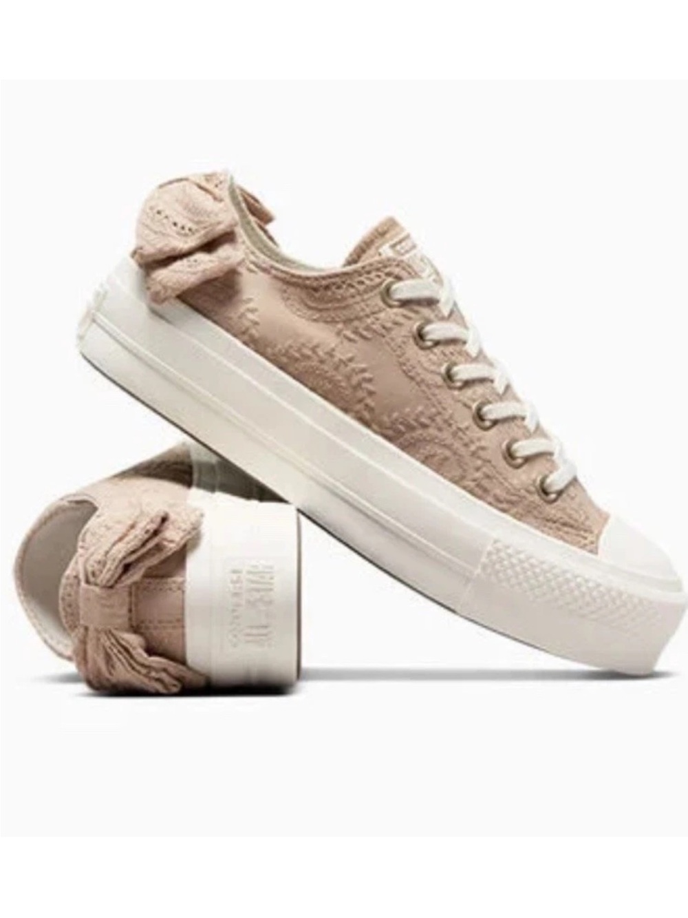 Converse Chuck Taylor All Star Lift Bow Sneakers Nutty Granola 6.5 NWOB